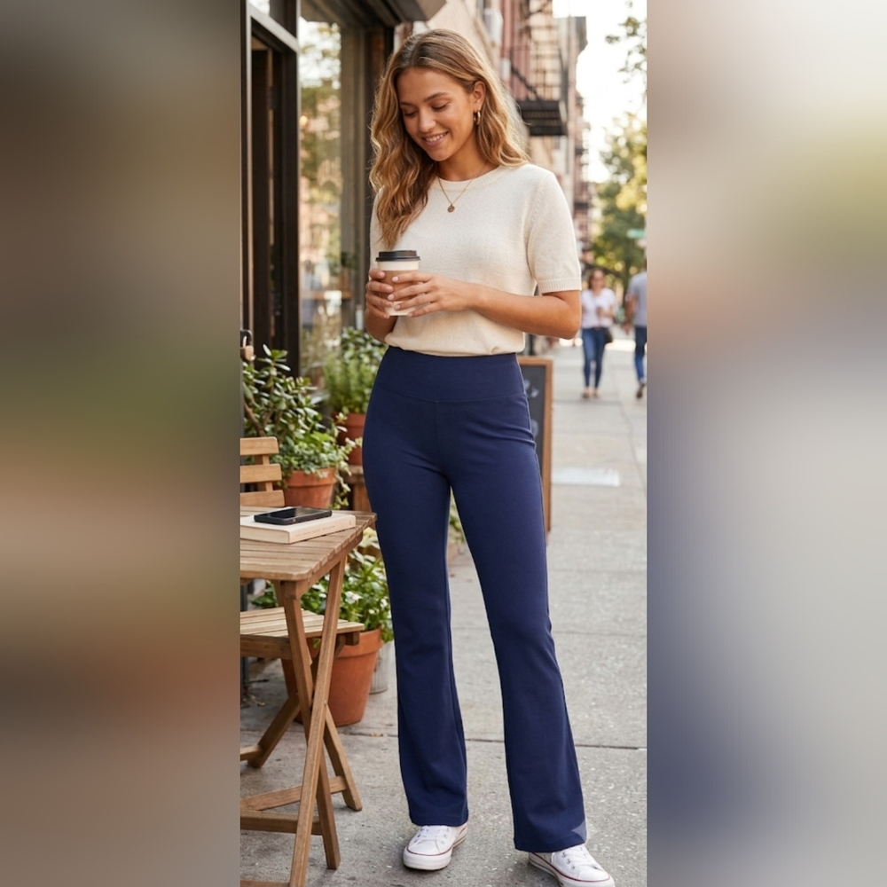NWT Halara Navy Blue High-Waisted Flare Pants | Size Large Tall 👖✨